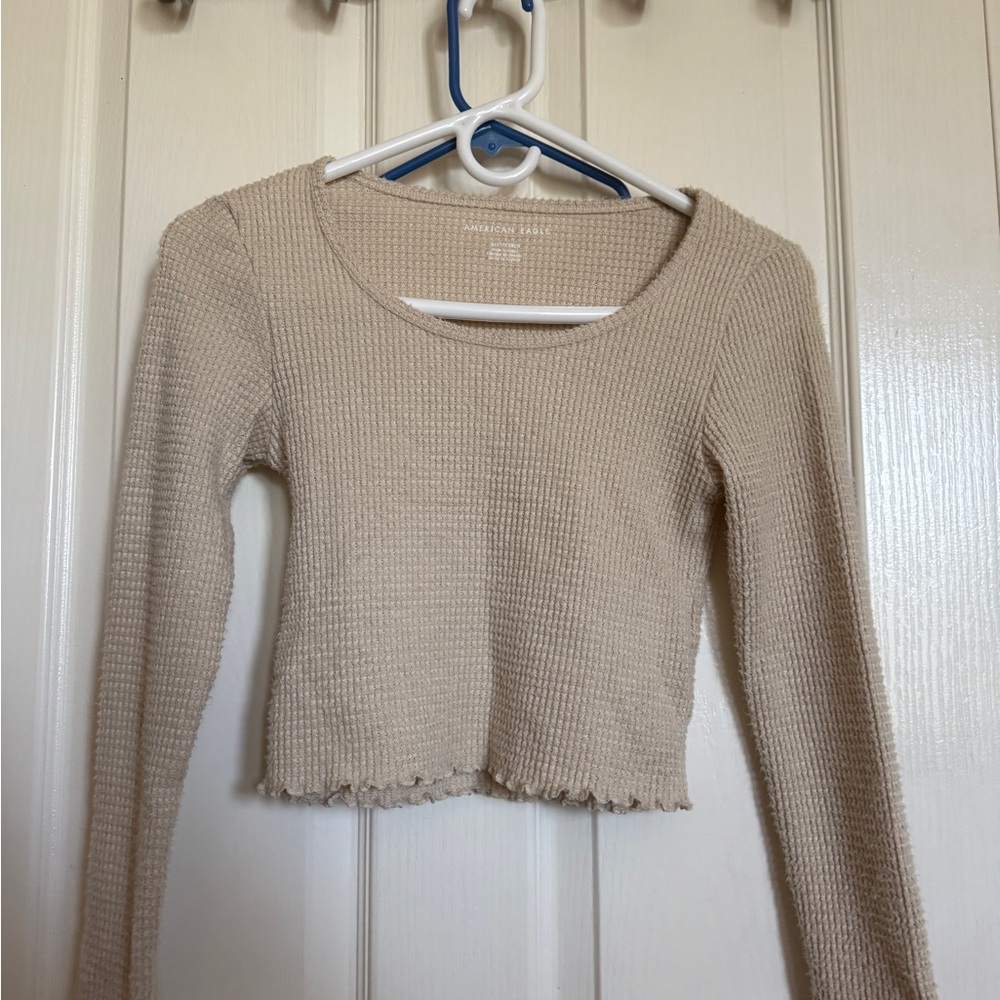 American Eagle Outfitters Cream Long Sleeve Blouse